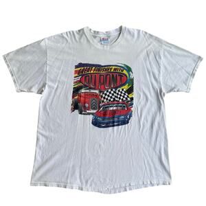 Vintage Nascar Dupont Race Car Warren Michigan White 90s Shirt Size XL